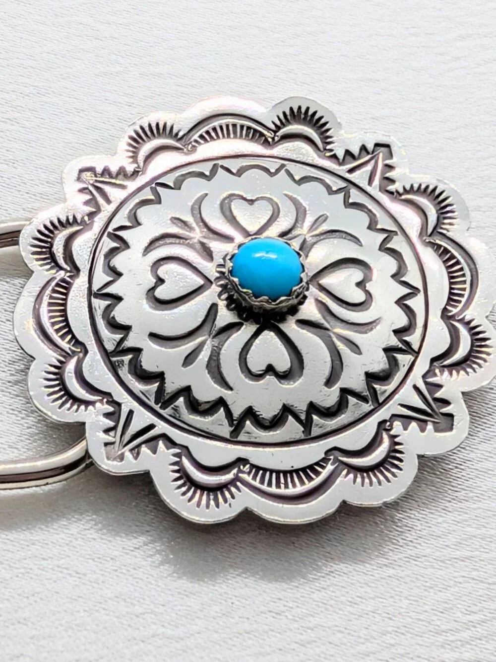NEW sterling silver key holder with turquoise center